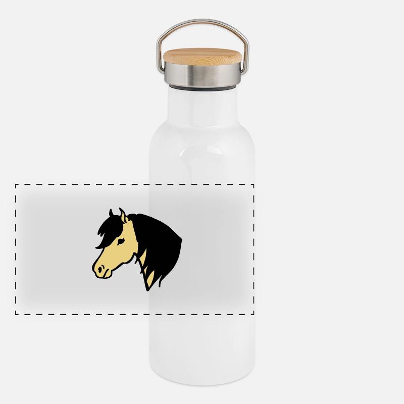 Pony Pferdchen Panorama Thermosflasche mit Bambusdeckel