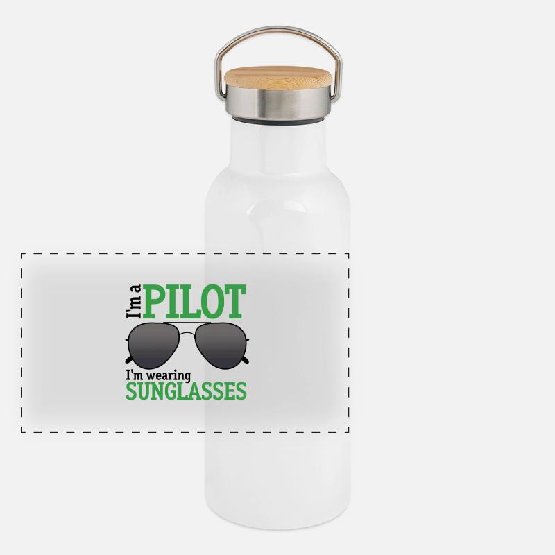 I'm a Pilot Panorama Thermosflasche mit Bambusdeckel