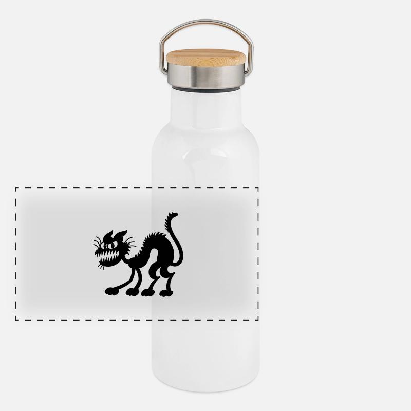 Chat noir de Halloween Gourde isotherme avec bouchon en bambou