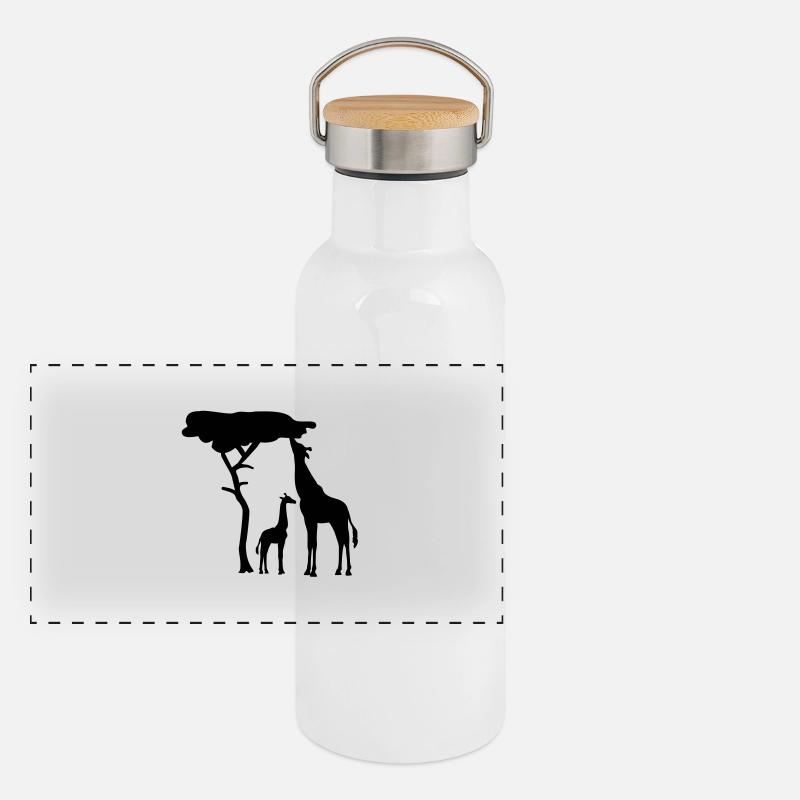 Giraffe - Panoramic Thermal Bottle with Bamboo Lid - white