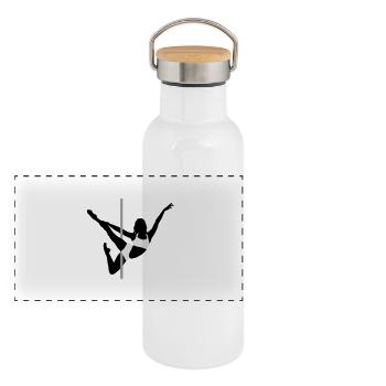Pole Dance - Panorama Thermosflasche mit Bambusdeckel - Weiß - Vorne