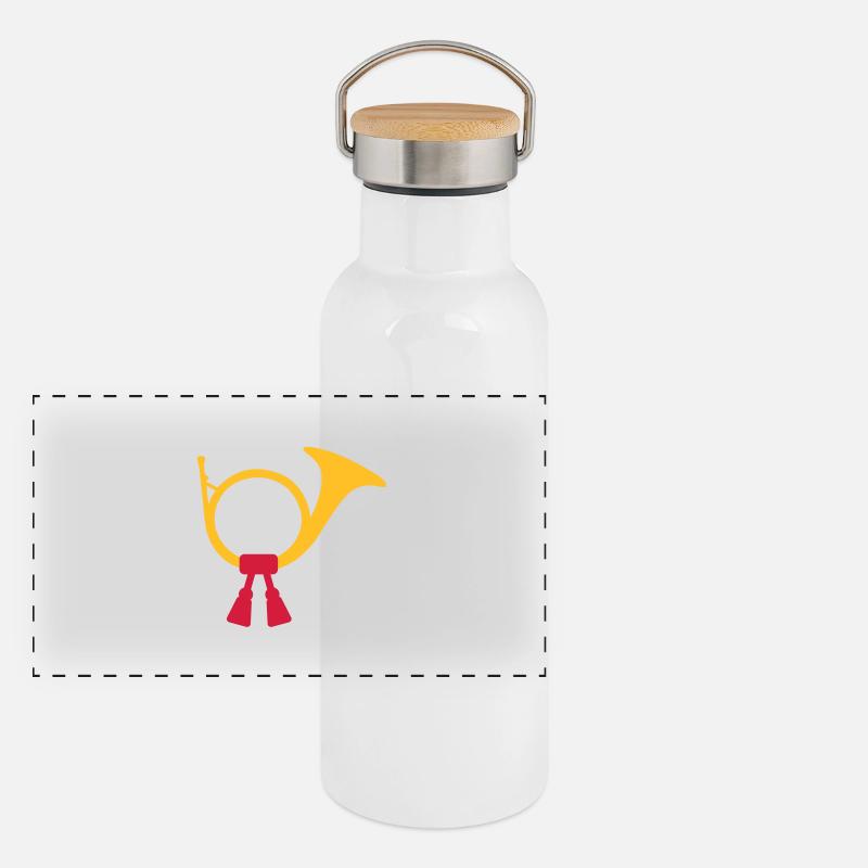 Post horn bugle Panoramic Thermal Bottle with Bamboo Lid