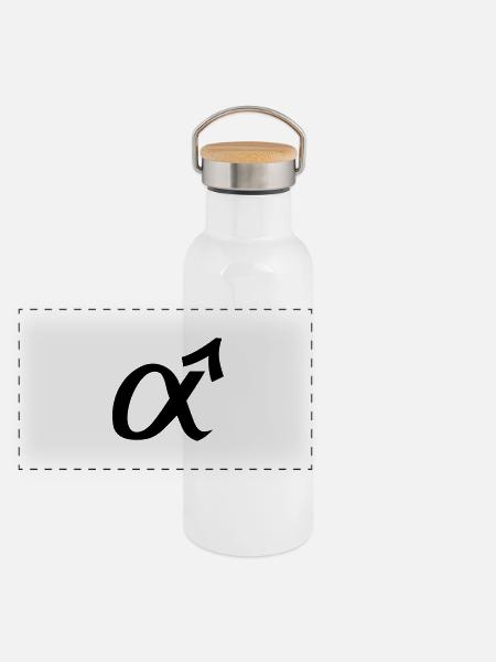 Alpha Männchen - Panorama Thermosflasche mit Bambusdeckel - Weiß
