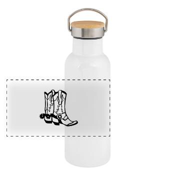 cowboystiefel ... von wicki_de - Panorama Thermosflasche mit Bambusdeckel - Weiß - Vorne