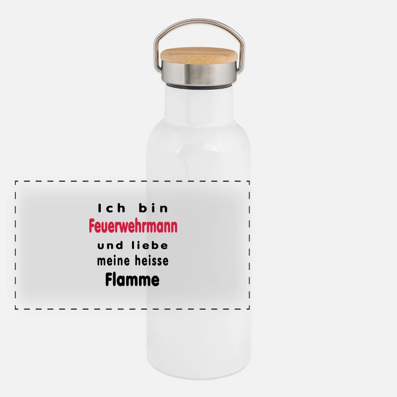 Ich bin Feuerwehrmann... Panorama Thermosflasche mit Bambusdeckel
