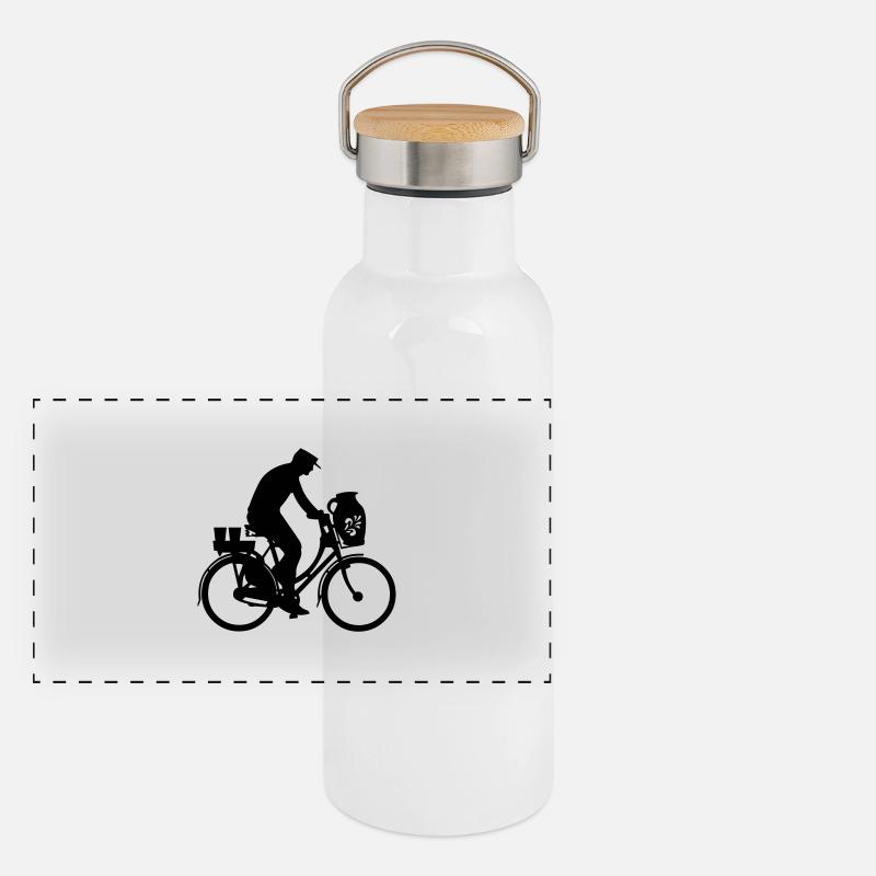 Fahrrad & Bembel in Frankfurt (Mann) Panorama Thermosflasche mit Bambusdeckel