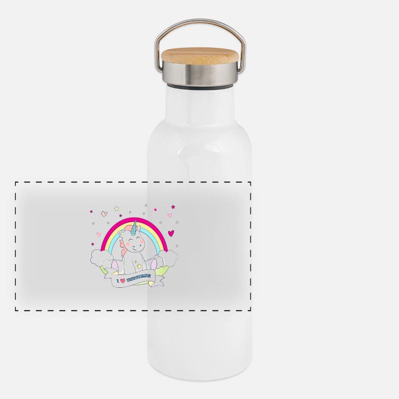 (i_love_unicorns) Gourde isotherme avec bouchon en bambou