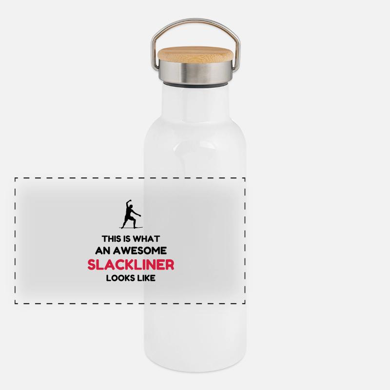 Slackline / Slackliner / Slackeur / Slack Gourde isotherme avec bouchon en bambou