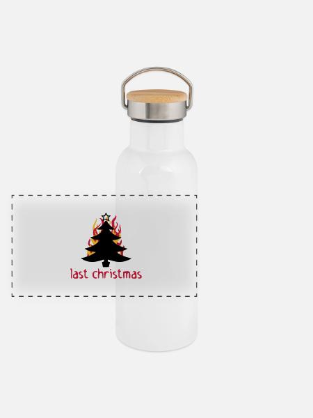 last christmas - Panorama Thermosflasche mit Bambusdeckel - Weiß - Vorne