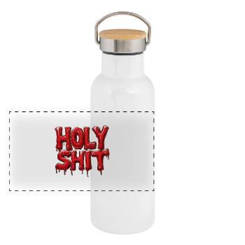 Holy Shit - Panoramic Thermal Bottle with Bamboo Lid - white - Front