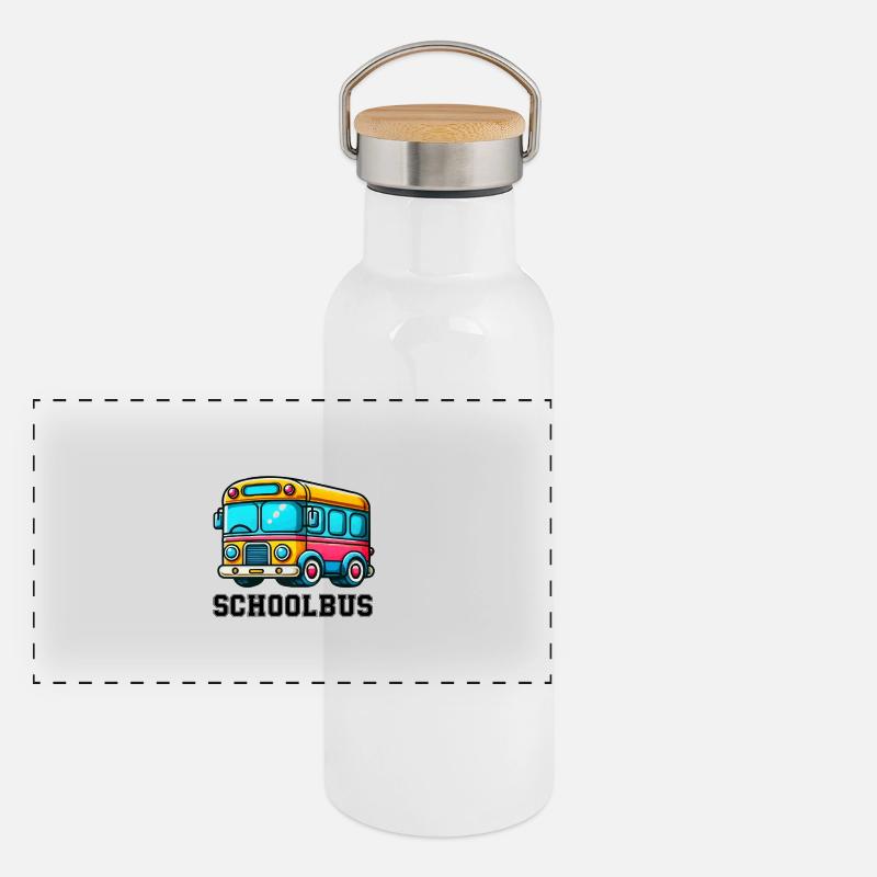 Bus Comic Panoramic Thermal Bottle with Bamboo Lid