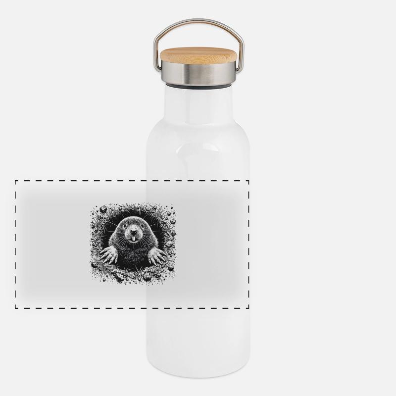 Maulwurf Panorama Thermosflasche mit Bambusdeckel