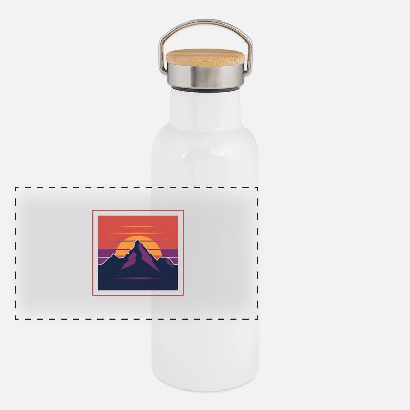 Sunset Peaks entre les montagnes Gourde isotherme avec bouchon en bambou