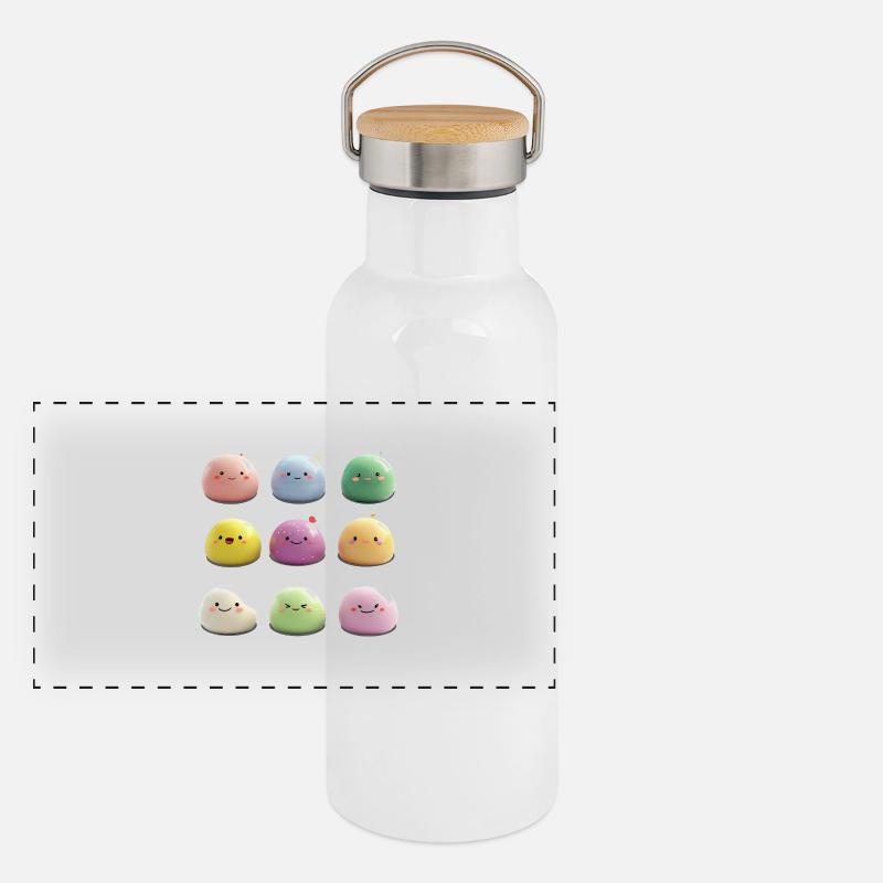 Collage de mochis colorés de 9 Gourde isotherme avec bouchon en bambou