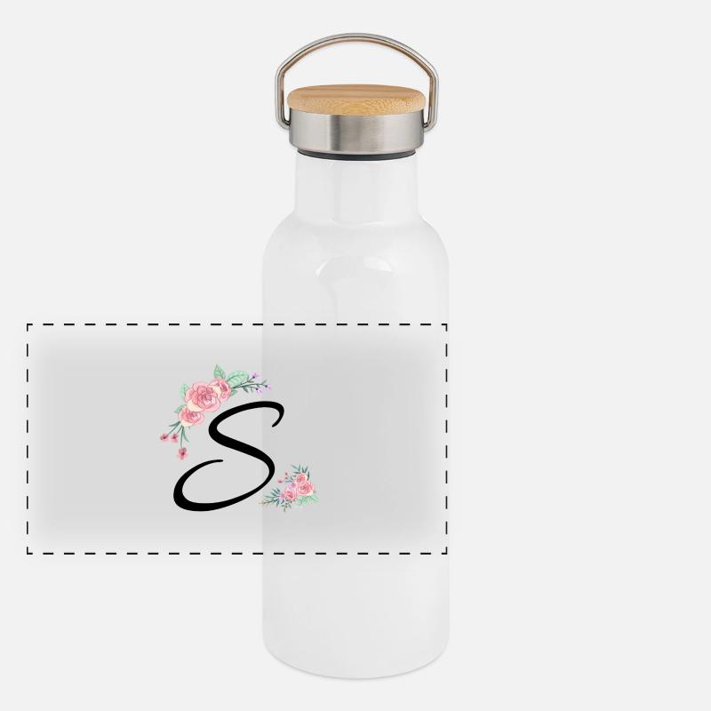 Brief s Blumen Panorama Thermosflasche mit Bambusdeckel