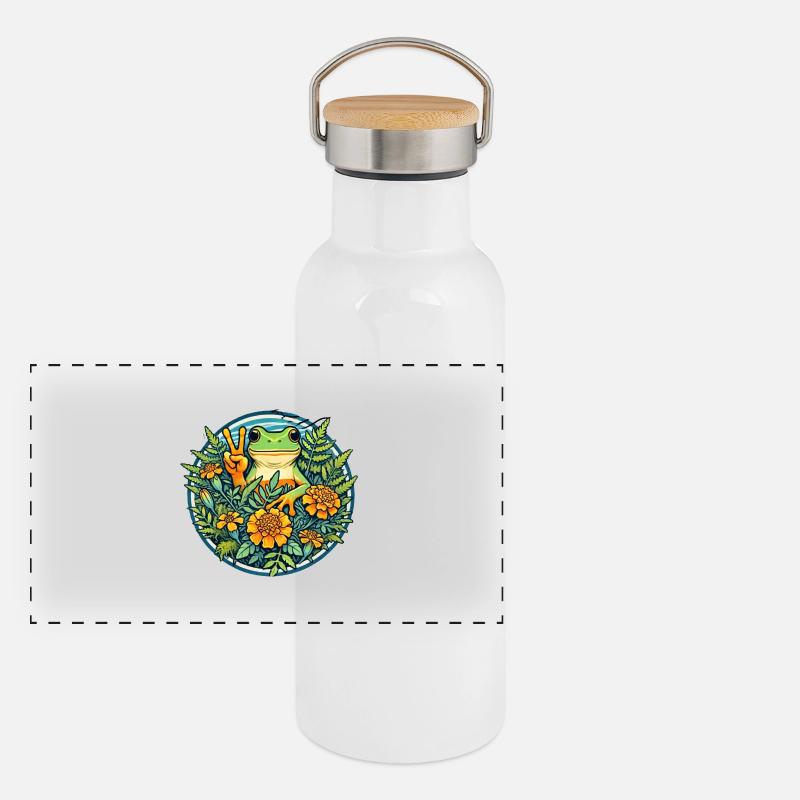Grenouille de la paix Gourde isotherme avec bouchon en bambou
