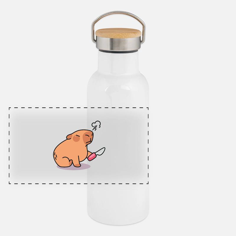 Capybara au Regard Fâché et Mignon Gourde isotherme avec bouchon en bambou