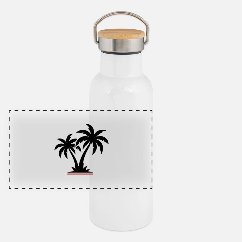 Palm Trees Beach Icon Panoramic Thermal Bottle with Bamboo Lid