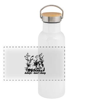 Adopt don't shop - Kleintiere - Panorama Thermosflasche mit Bambusdeckel - Weiß - Vorne