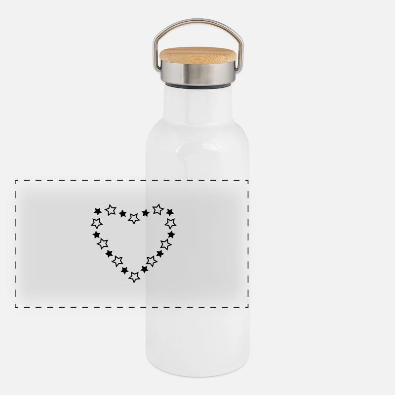 Stern-Herz! Panorama Thermosflasche mit Bambusdeckel