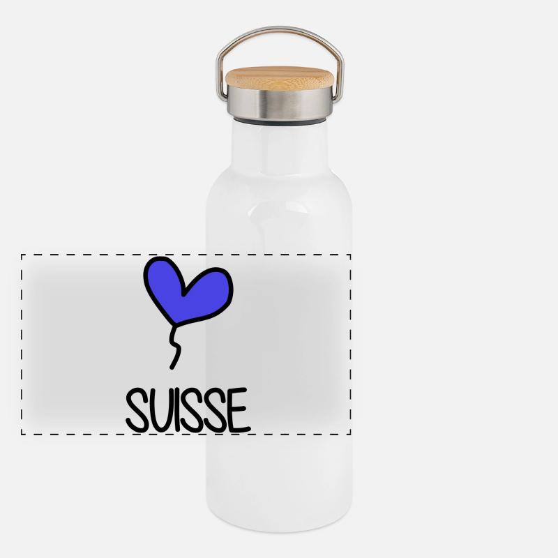SCHWEIZ Panorama Thermosflasche mit Bambusdeckel