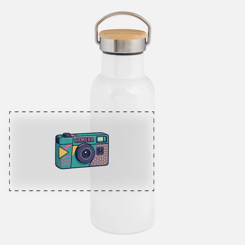 Millennial Retro Camera Panoramic Thermal Bottle with Bamboo Lid