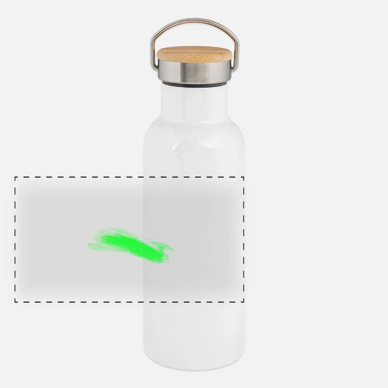 Grüner Pinselstrich Abstrakt Panorama Thermosflasche mit Bambusdeckel