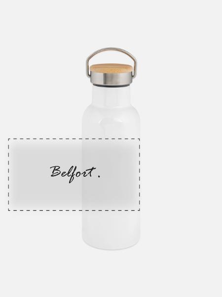 Belfort - Panorama Thermosflasche mit Bambusdeckel - Weiß