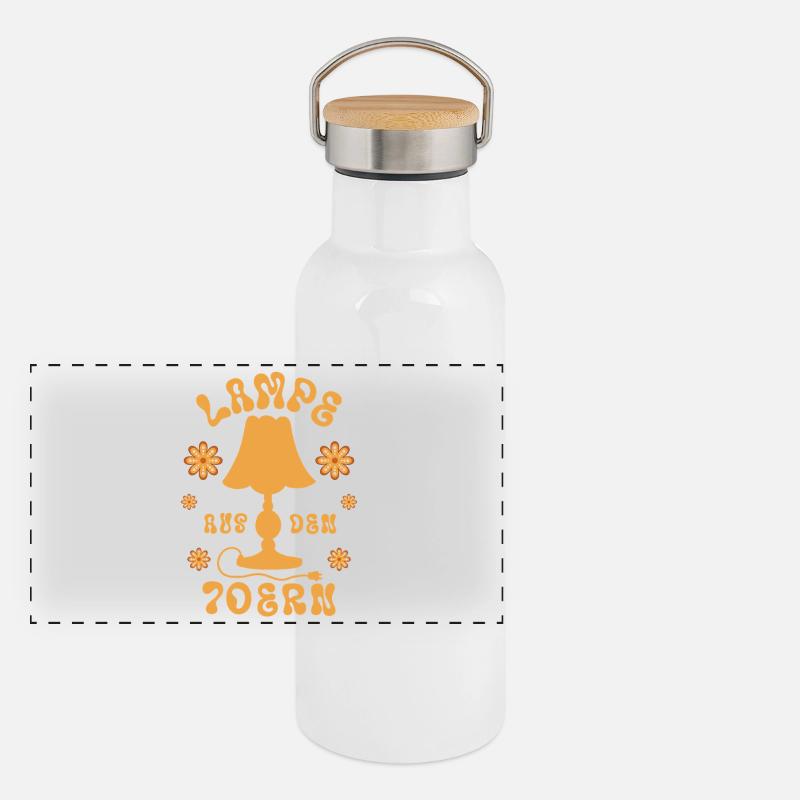 Lampe aus den 70ern Panorama Thermosflasche mit Bambusdeckel