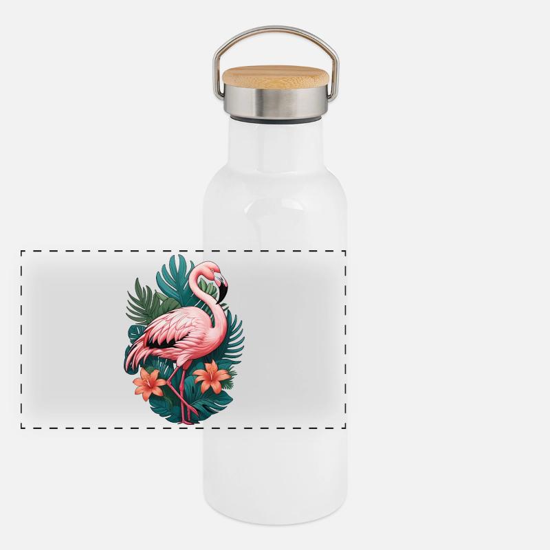 Flamant Gourde isotherme avec bouchon en bambou