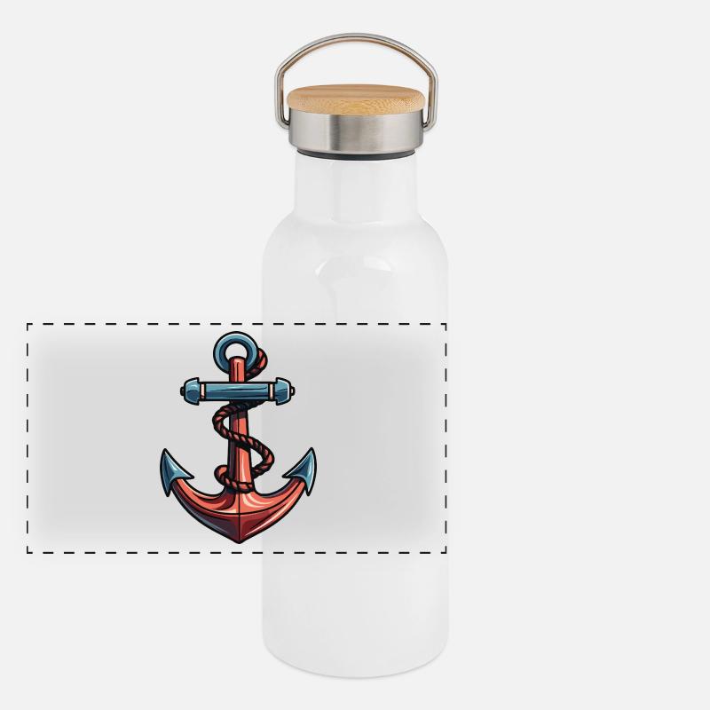 Anchor Symbol Harbour Panoramic Thermal Bottle with Bamboo Lid