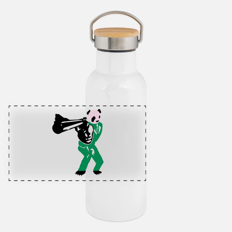 shooting panda Panorama Thermosflasche mit Bambusdeckel