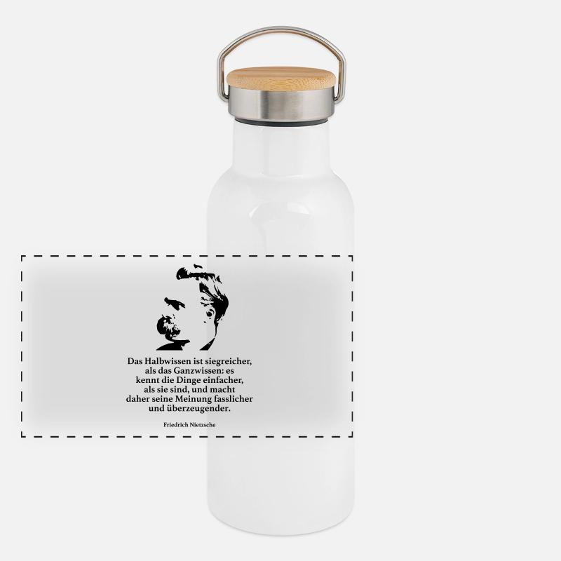 Nietzsche: Das Halbwissen ist siegreicher, als da Panorama Thermosflasche mit Bambusdeckel