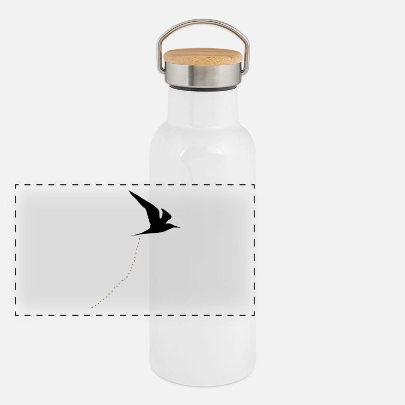 Kackvogel Bird shit vogel kacke scheiße 2c Panorama Thermosflasche mit Bambusdeckel
