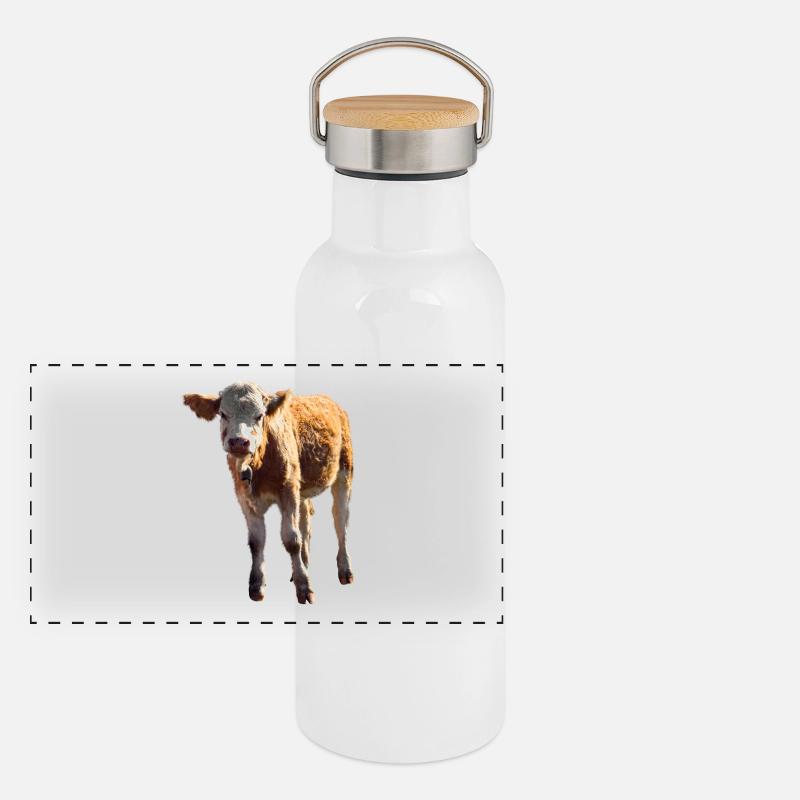 cow cow calf calf beef Panoramic Thermal Bottle with Bamboo Lid