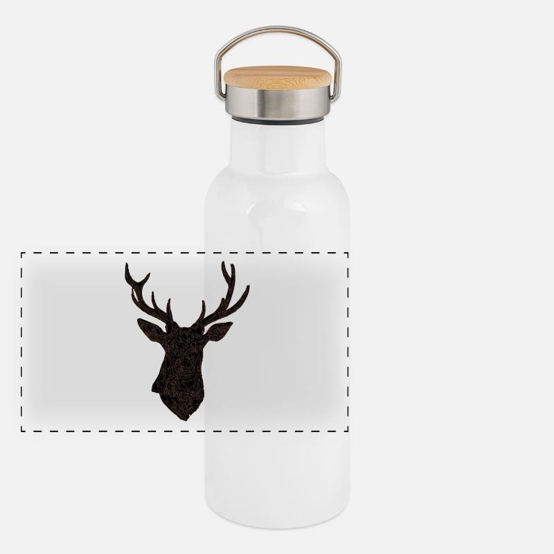 Cerf Gourde isotherme avec bouchon en bambou