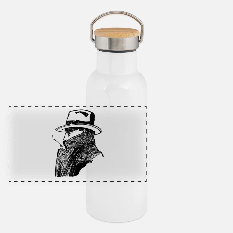 Agent Detektiv Panorama Thermosflasche mit Bambusdeckel