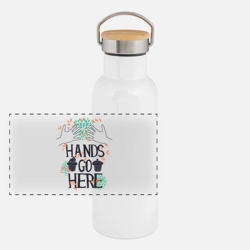 Hands go here CUPCAKE Panoramic Thermal Bottle with Bamboo Lid
