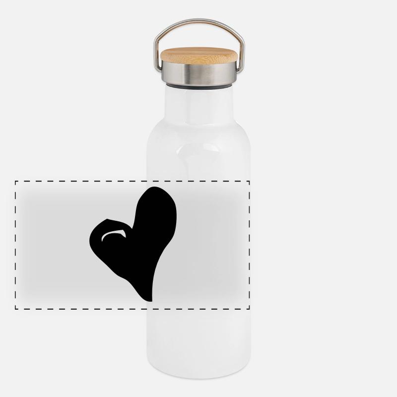 herz Panorama Thermosflasche mit Bambusdeckel