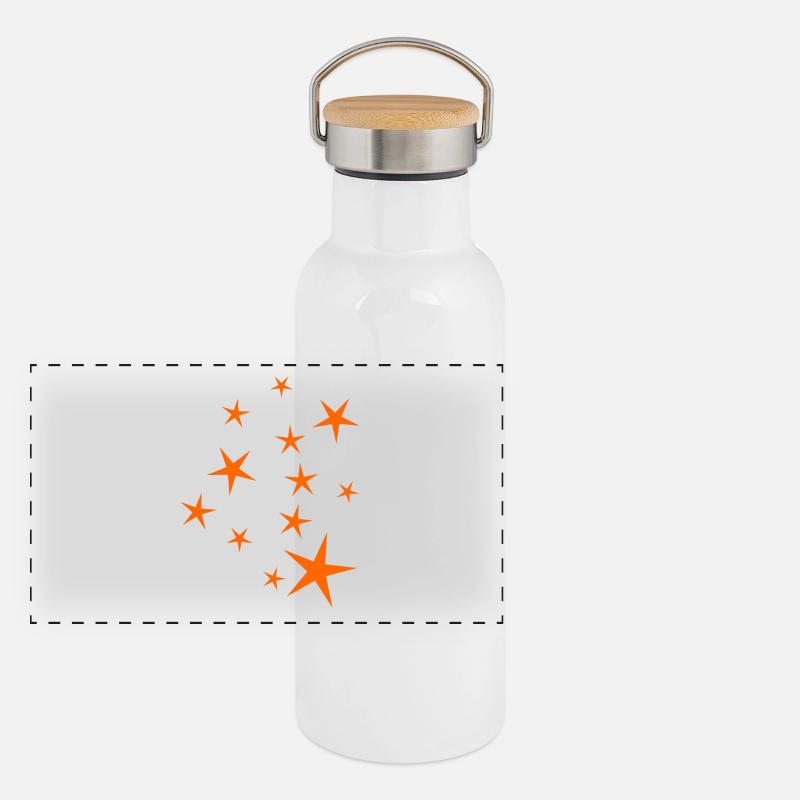 Orange Star Panorama Thermosflasche mit Bambusdeckel