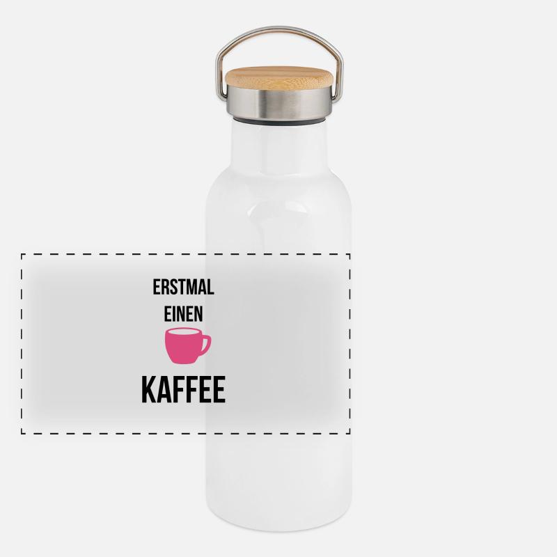 Erstmal einen Kaffee Panorama Thermosflasche mit Bambusdeckel