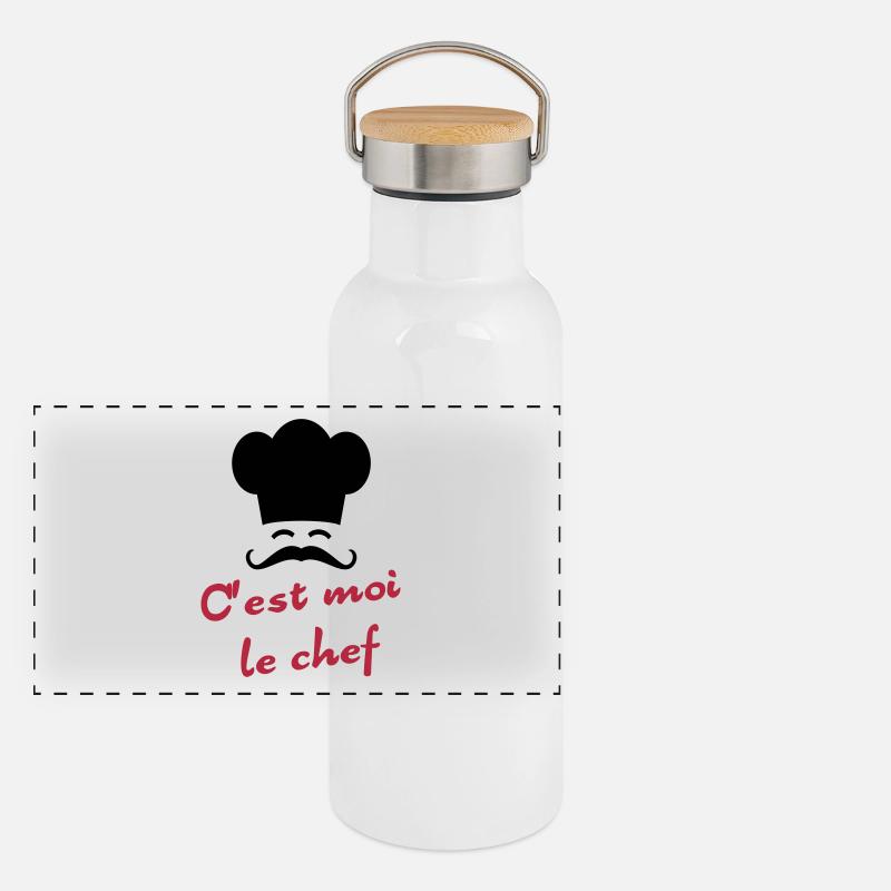 C'est moi le chef Panorama Thermosflasche mit Bambusdeckel