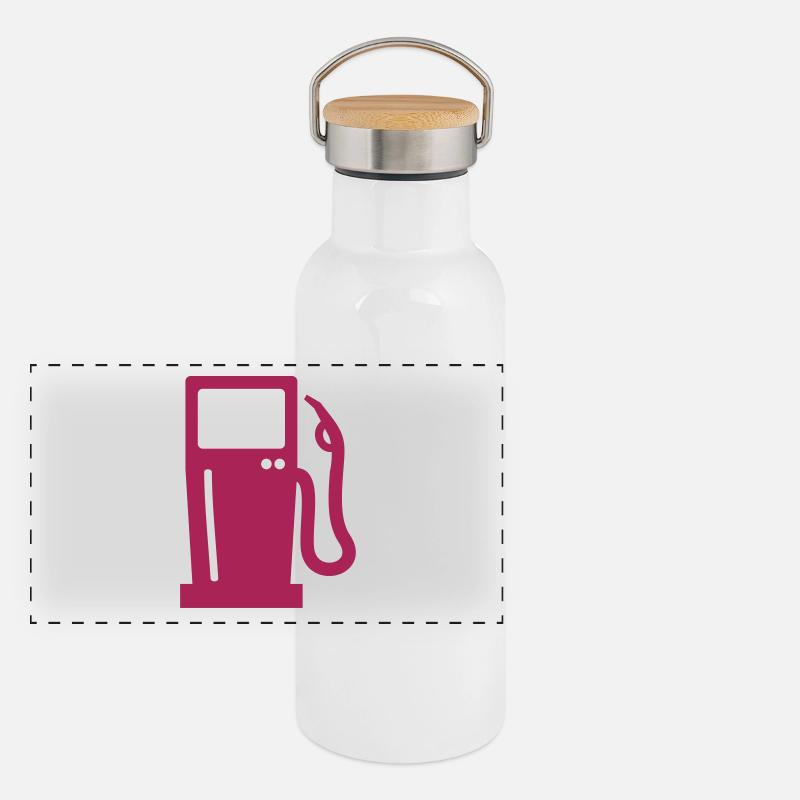Tankstelle Panorama Thermosflasche mit Bambusdeckel