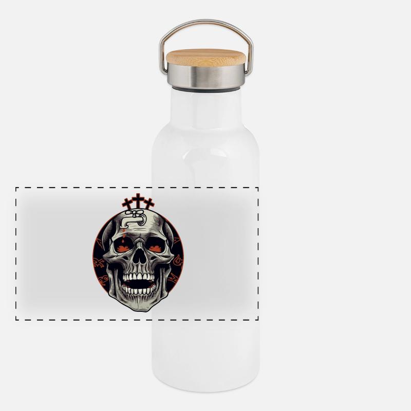 Brain Crash Skull Panoramic Thermal Bottle with Bamboo Lid