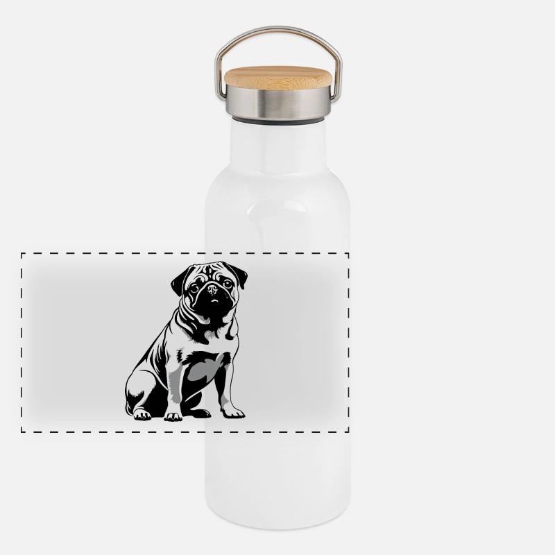 Vadrouille Carlin - Autocollant Chien de compagnie Gourde isotherme avec bouchon en bambou