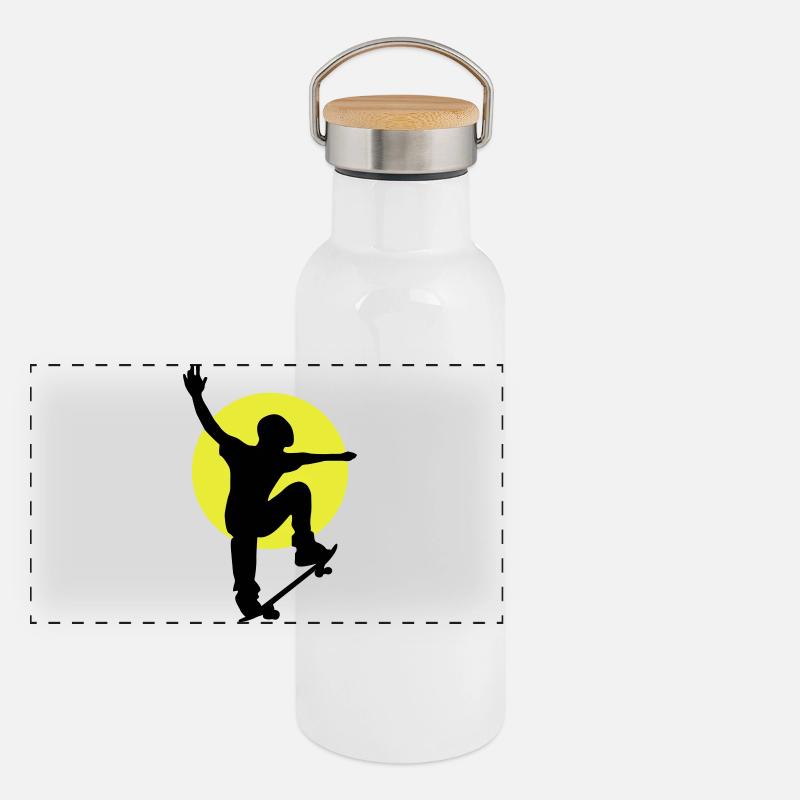 Skateboarder Sonne Panorama Thermosflasche mit Bambusdeckel