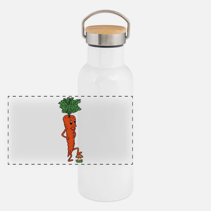 Happy Carrots Illustration Panoramic Thermal Bottle with Bamboo Lid