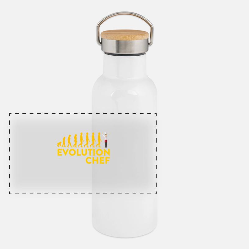 Evolutionärer Chef Motive Panorama Thermosflasche mit Bambusdeckel