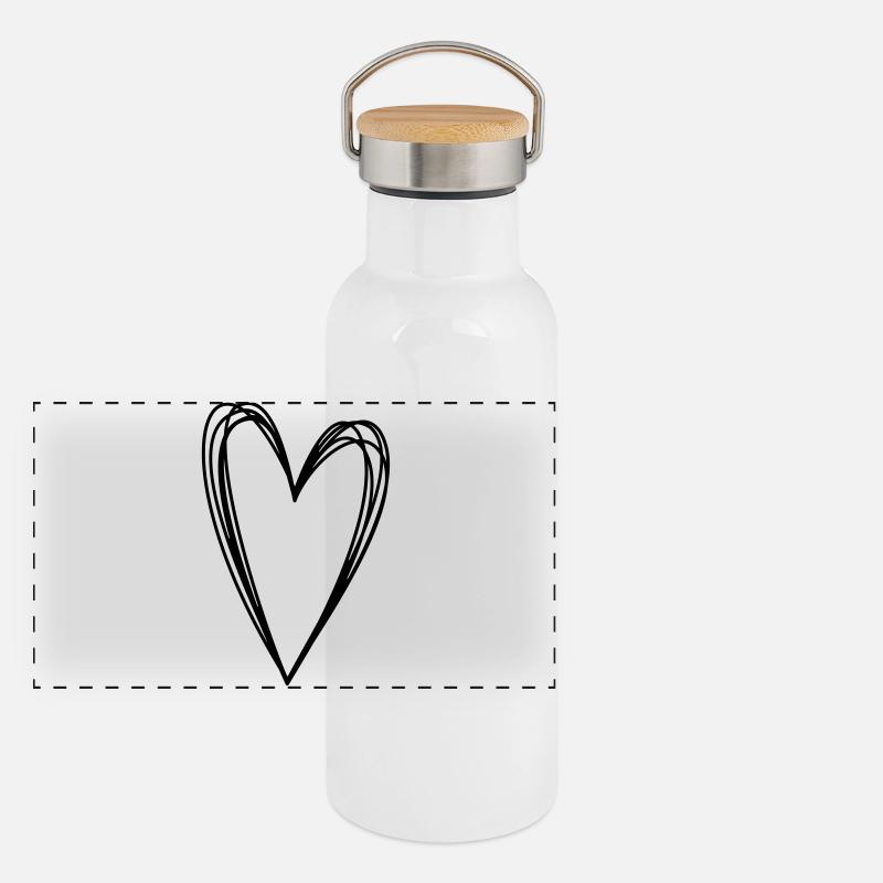 Heart scribble doodle scribble icon love Panoramic Thermal Bottle with Bamboo Lid