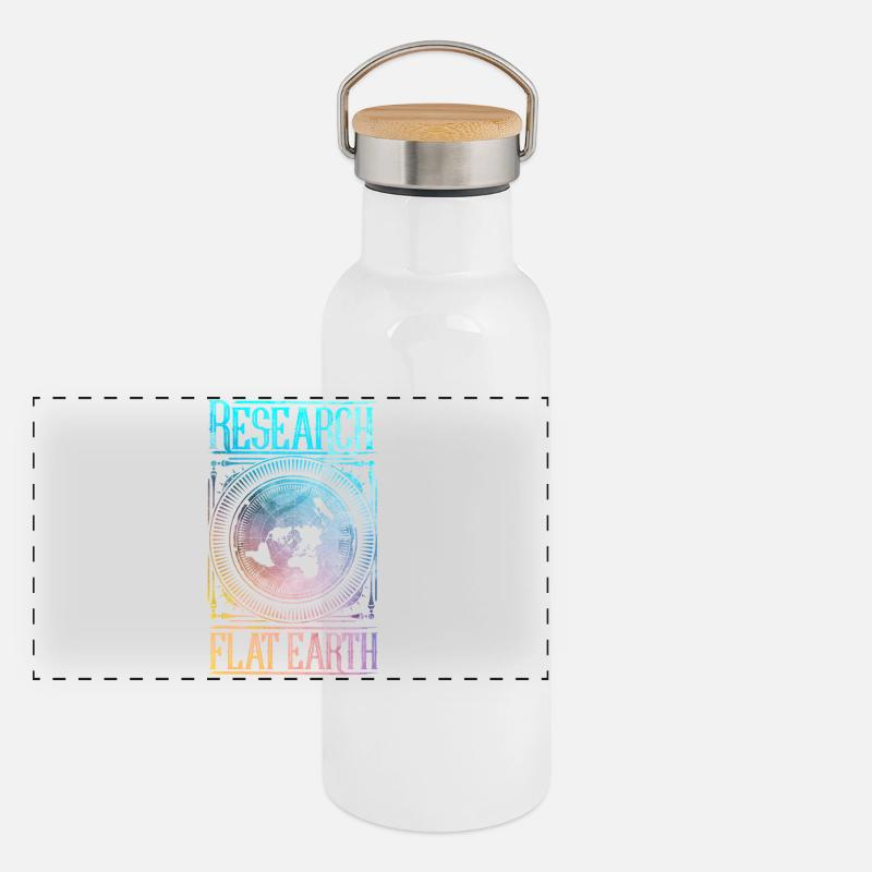 Research Flat Earth Panoramic Thermal Bottle with Bamboo Lid